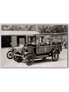 Antique Ford Model T Station Wagon Wooden Body Real Photo Postcard RPPC A-3